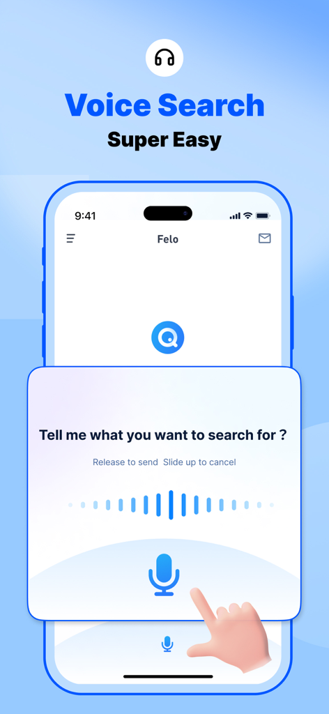 Mobile screen showing the voice search feature of the Felo AI search app.