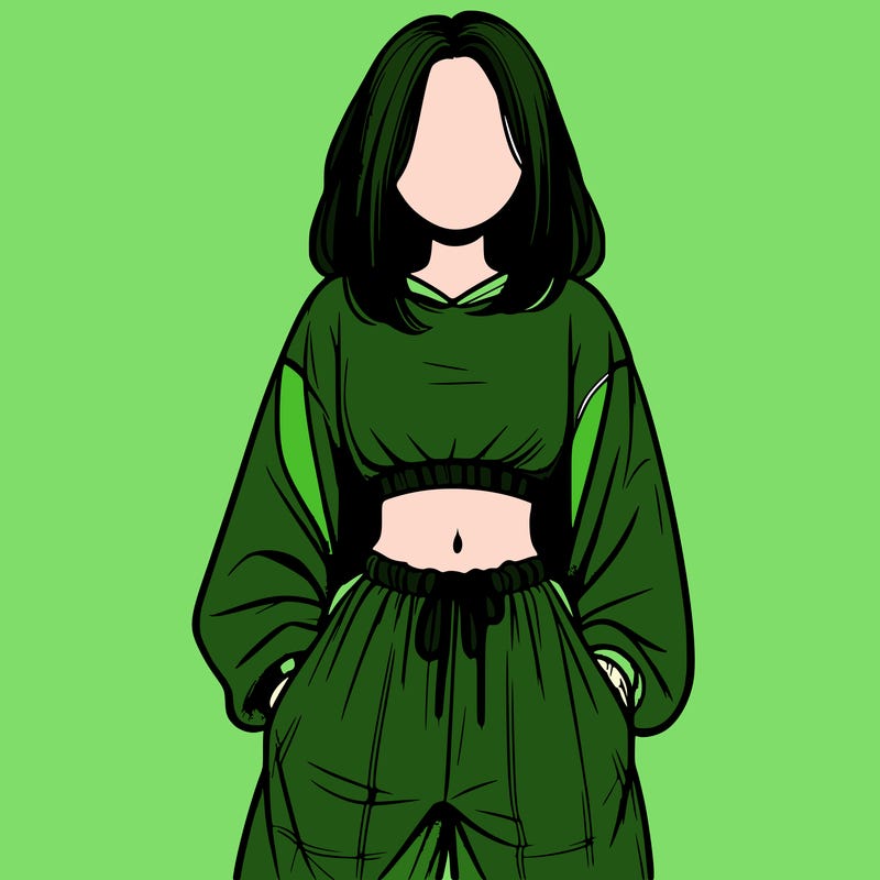 realistic girl faceless with baggy pants and a crop top