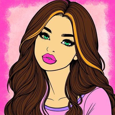 realistic girl with hair on her hair and lips