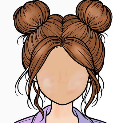realistic girl with buns on the top of her hair