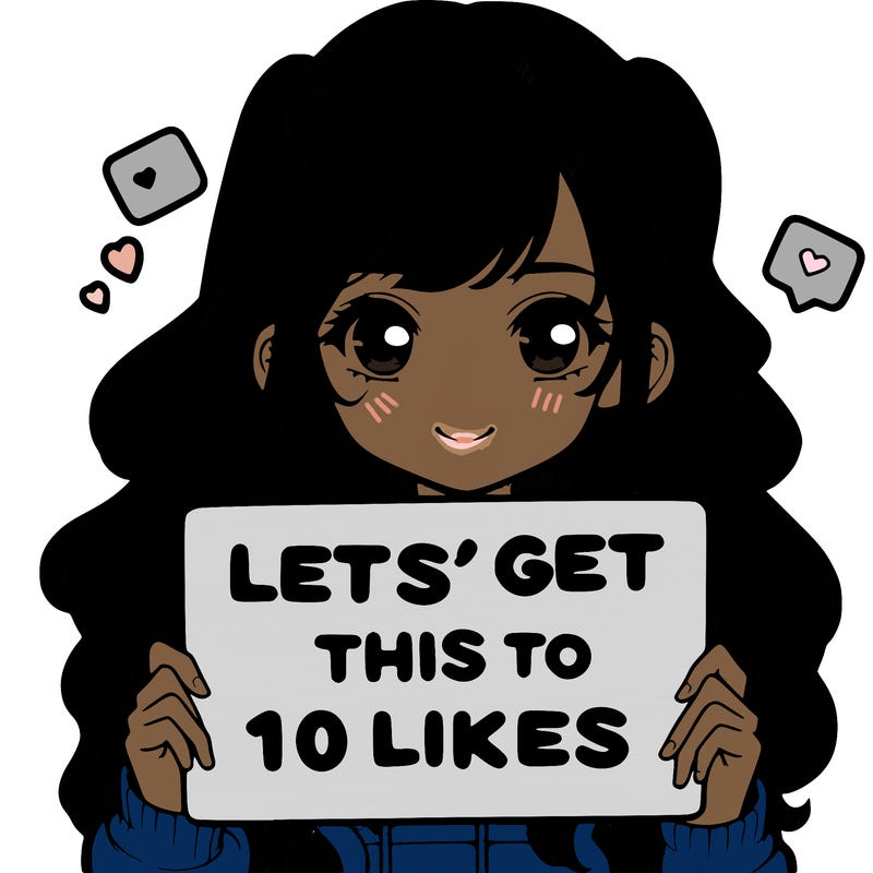 girl holding up sign that says let’s get this to 10 likes realistic
