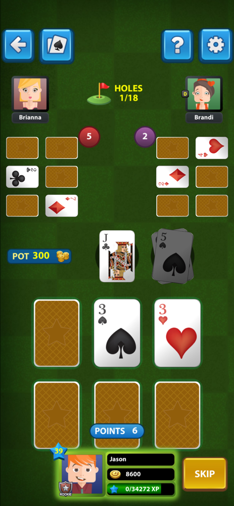Golf Card Game Classic - Gameplay of Golf Card Game Classic showing cards and player avatars on a green table