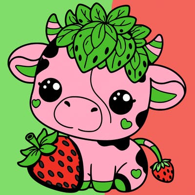 cute strawberry cow