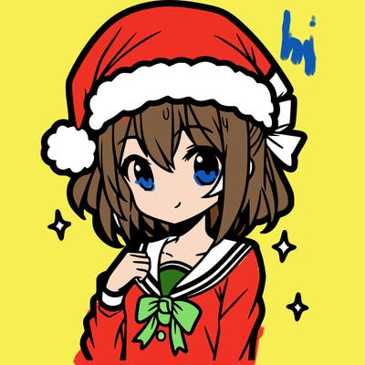 anime girl wearing a santa hat
