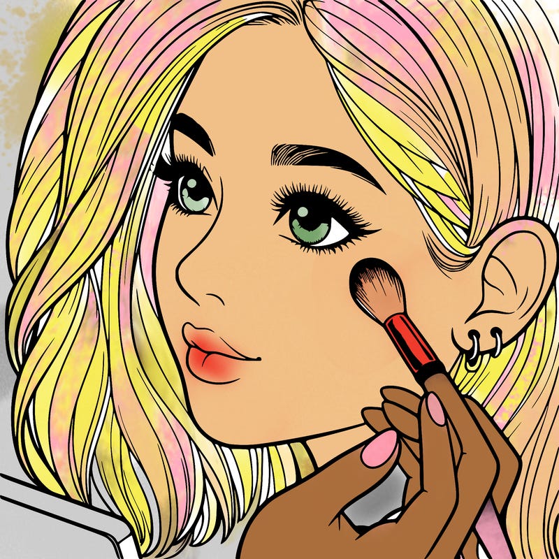 a realistic girl doing her makeup