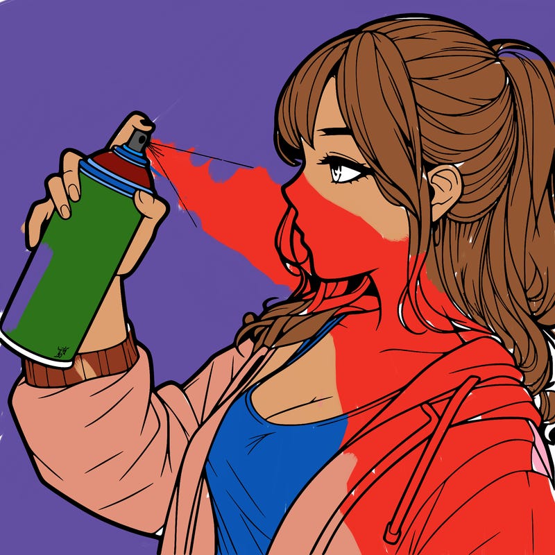 a realistic girl spray, painting