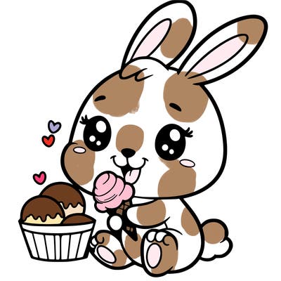 rabbit eating icecream