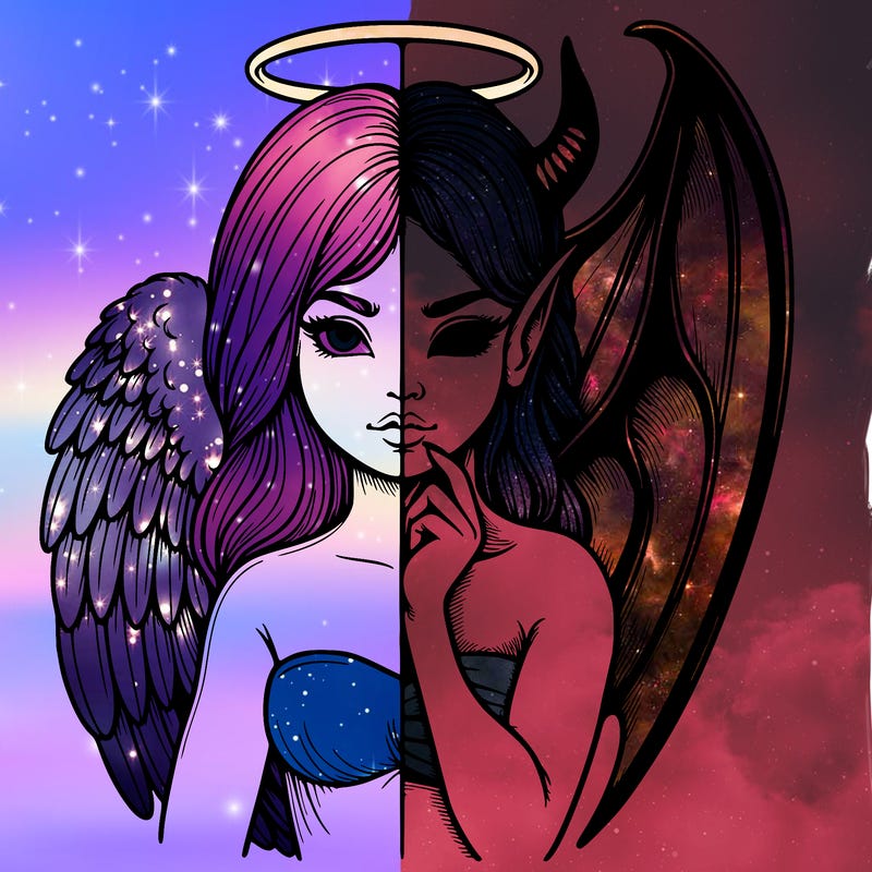 realistic angel half demon