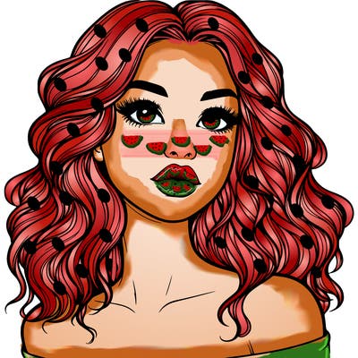 realistic girl with wavy hair and lips