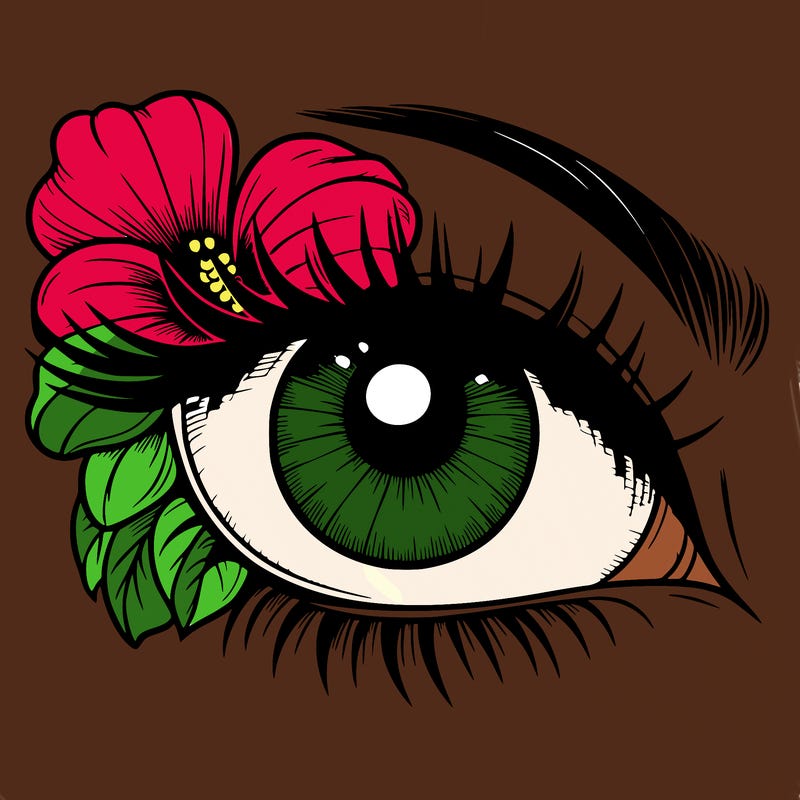 realistic eye with flower