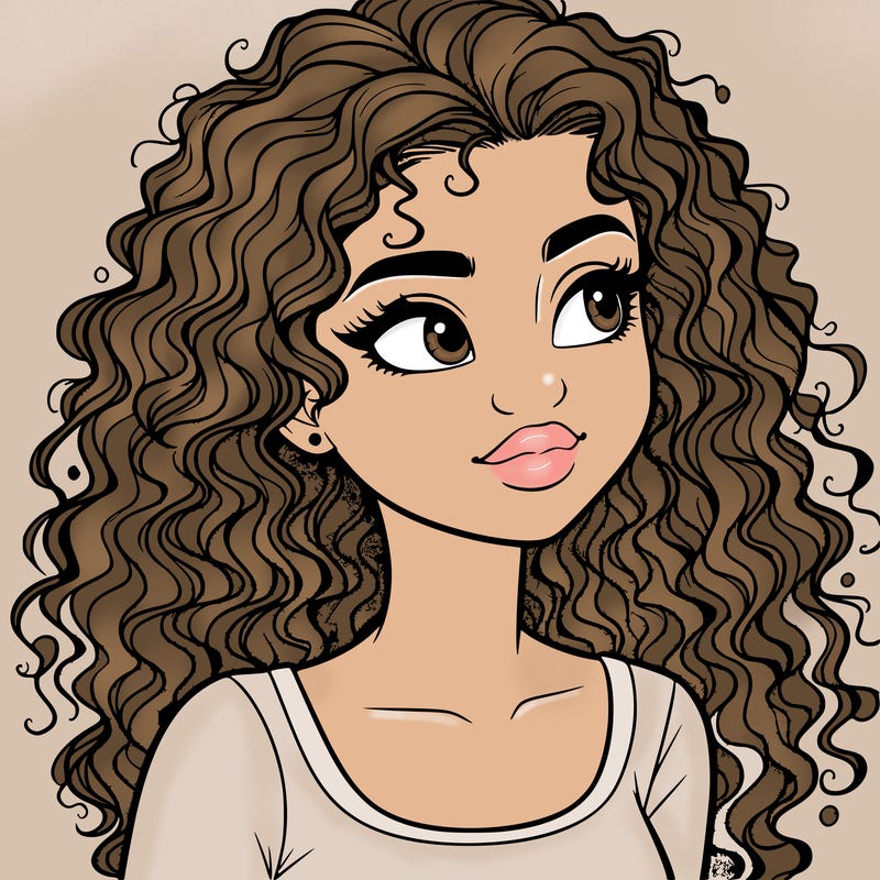 realistic girl with curly hair