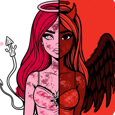 devil vs angel realistic girl