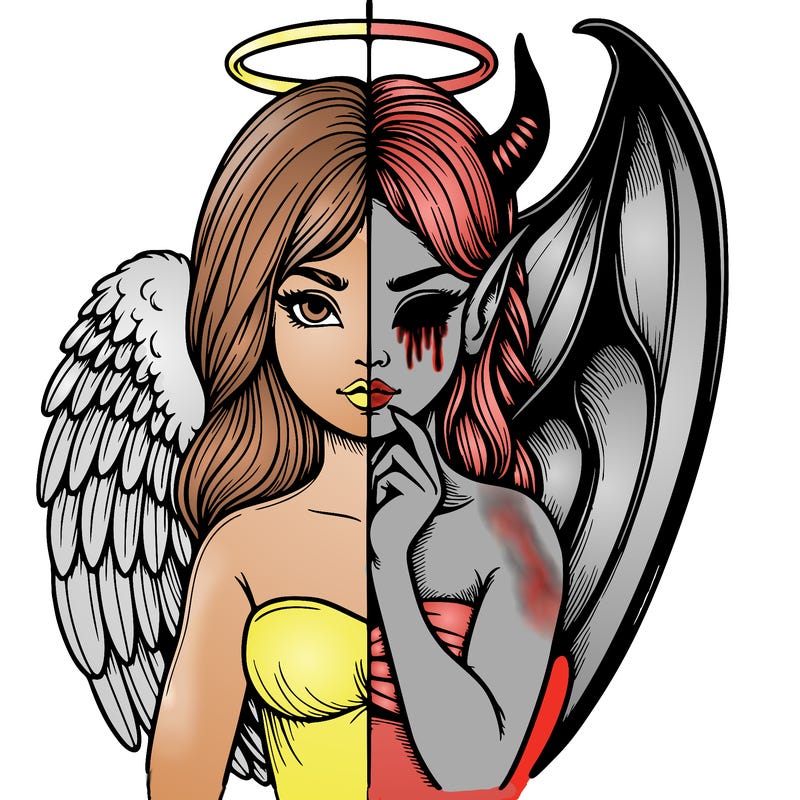 realistic angel half demon