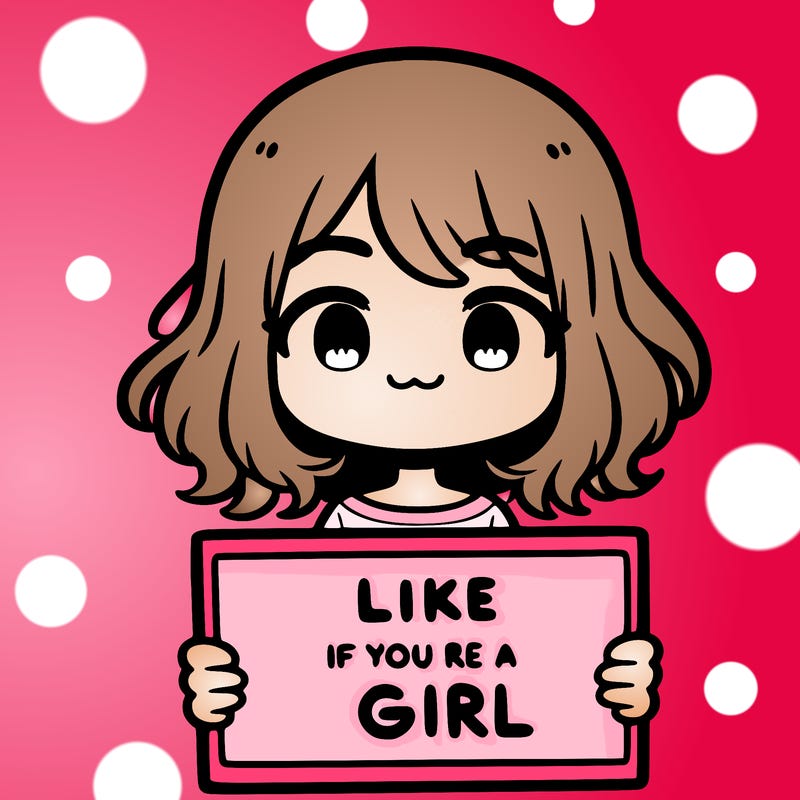 a cute girl holding a sign that says like if you’re a girl