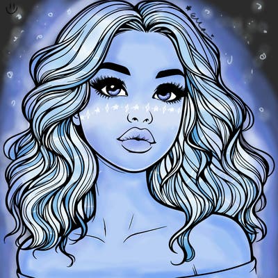 realistic girl with wavy hair and lips
