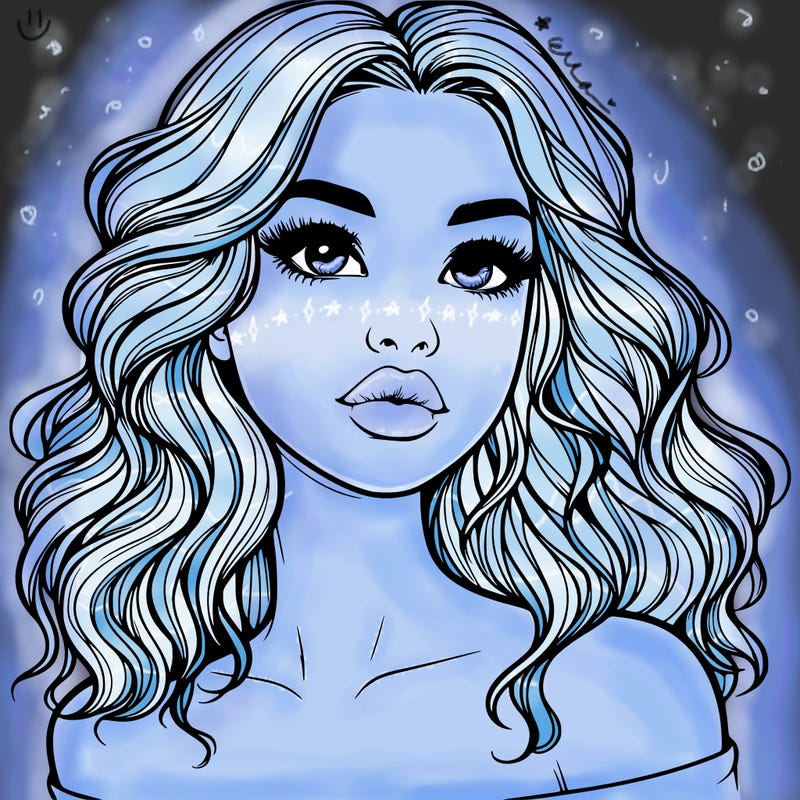 realistic girl with wavy hair and lips