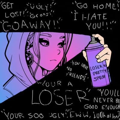 a realistic girl, spray painting