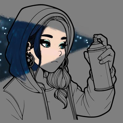 a realistic girl, spray painting