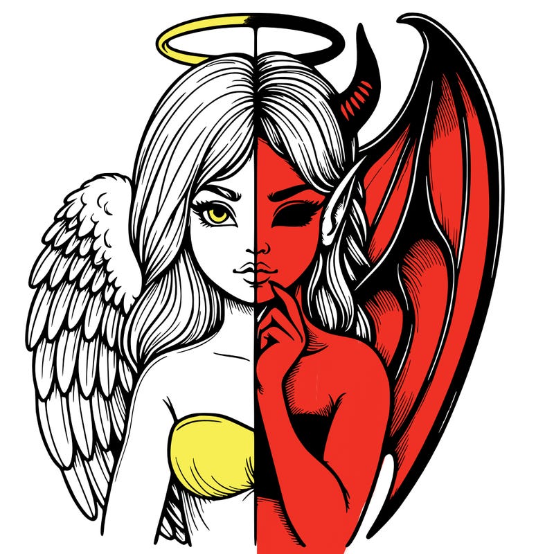 realistic angel half demon