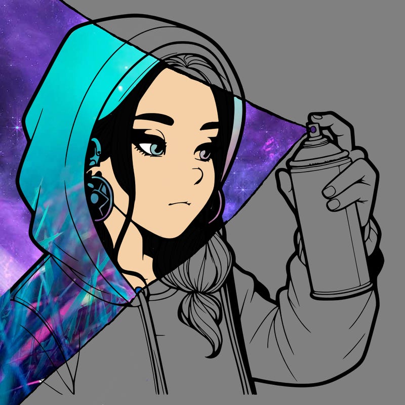 a realistic girl, spray painting