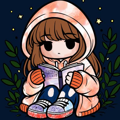 girl in oversized hoodie reading a book
