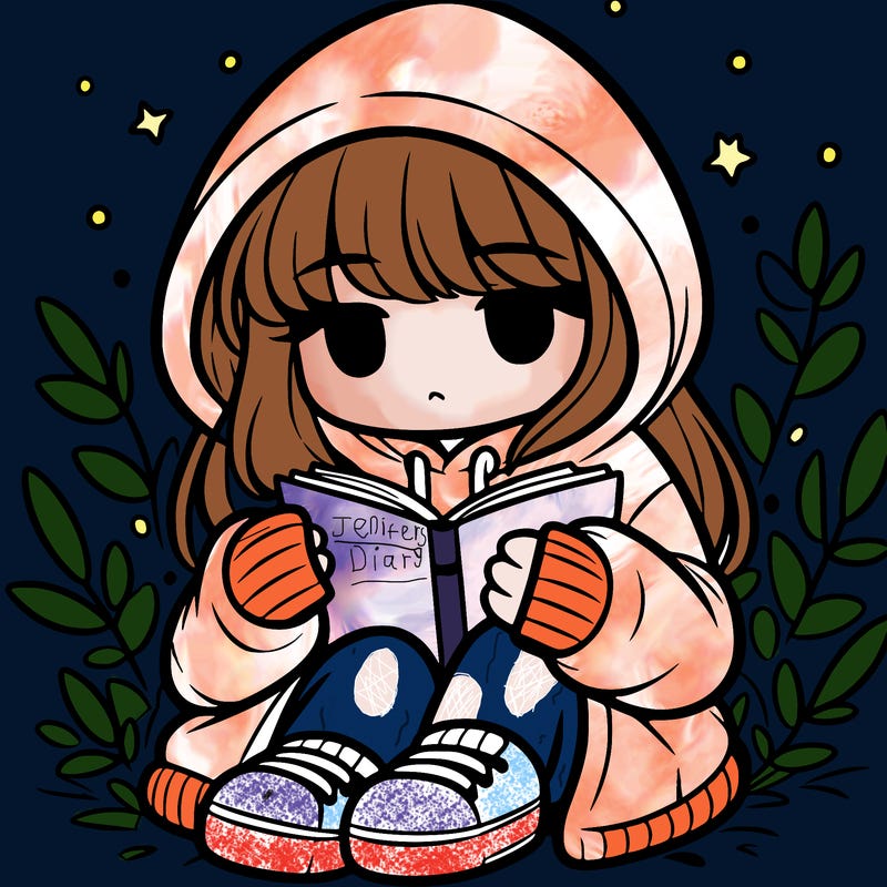 girl in oversized hoodie reading a book