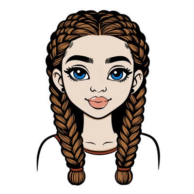 realistic girl with braids