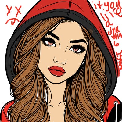 realistic beautiful girl with a hood on