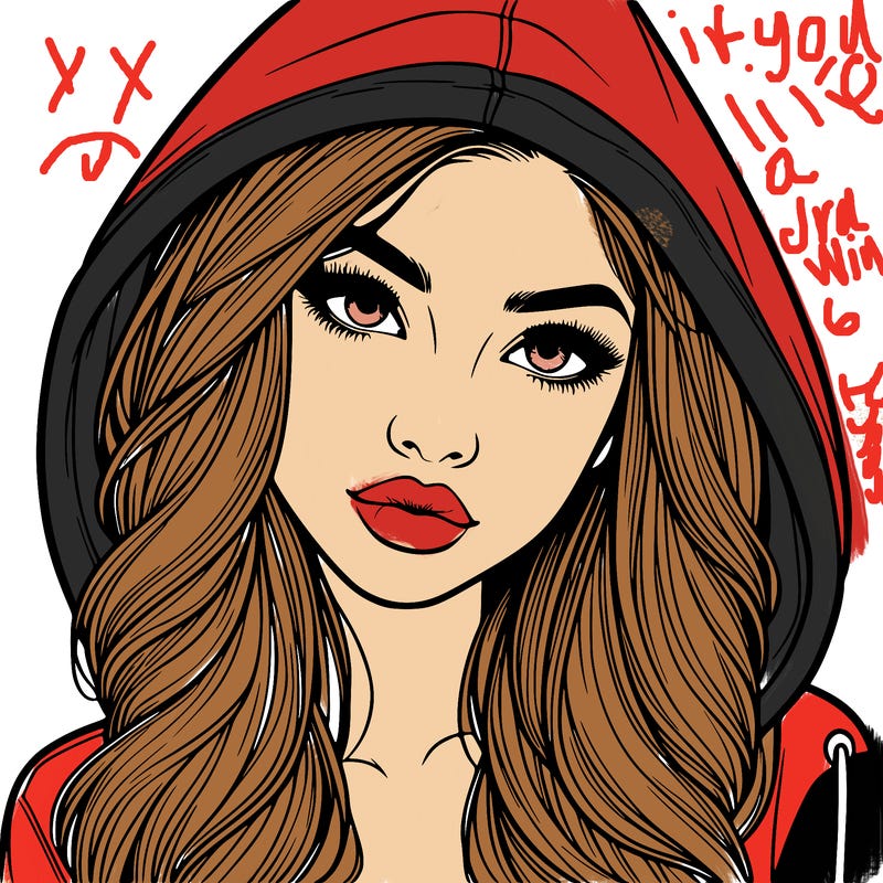 realistic beautiful girl with a hood on