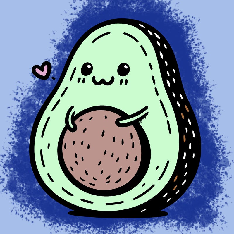 an avocado hugging an avocado