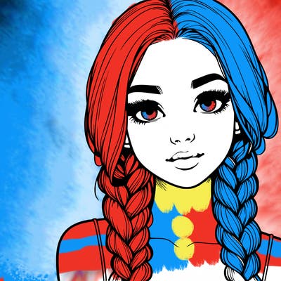 realistic girl with braids