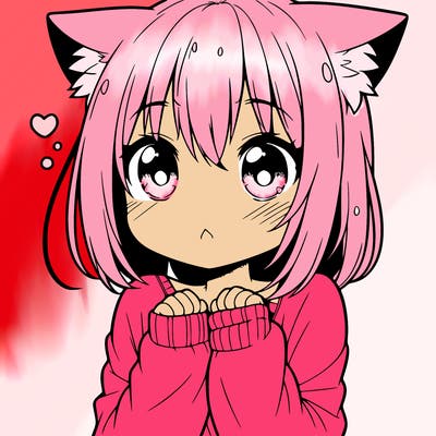 shy anime catgirl