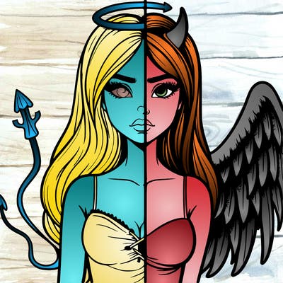 devil vs angel realistic girl