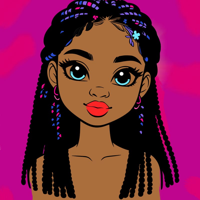 a realistic black girl with braids