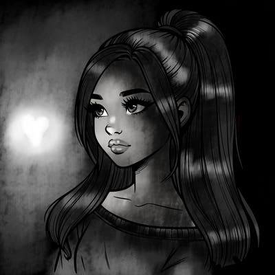 realistic girl with a high ponytail