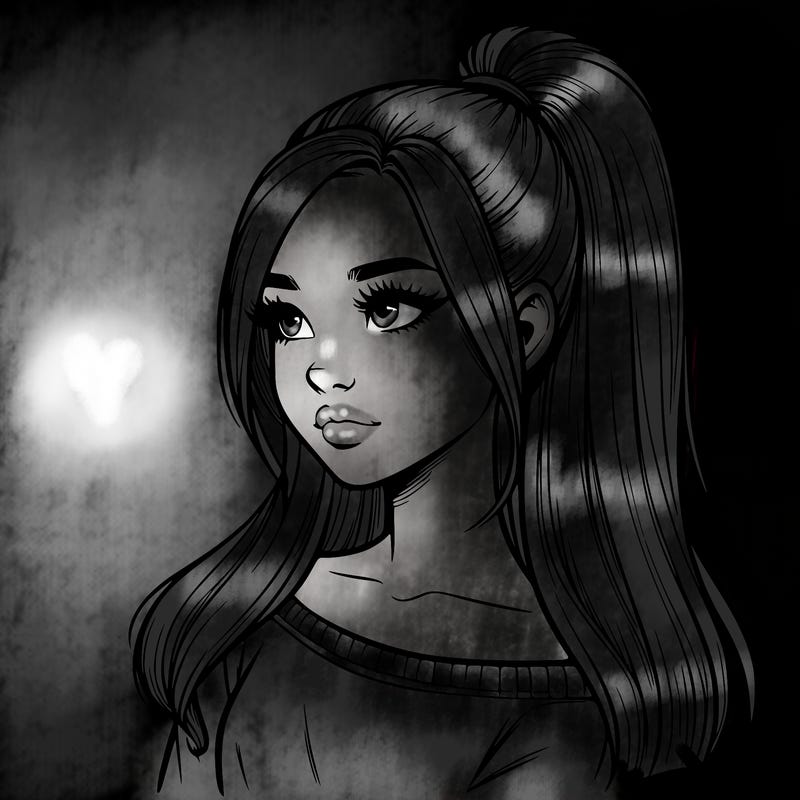 realistic girl with a high ponytail