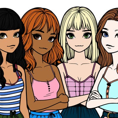 four realistic girls