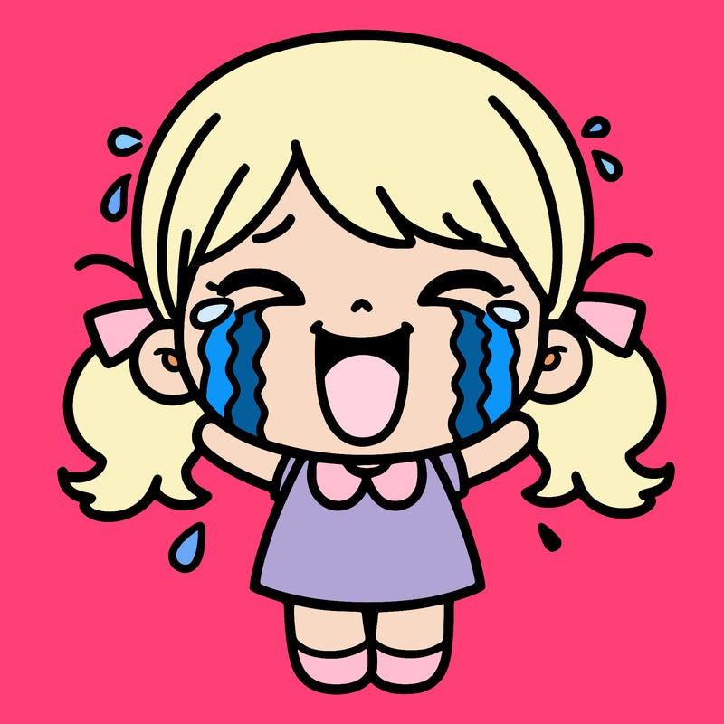 happy crying girl
