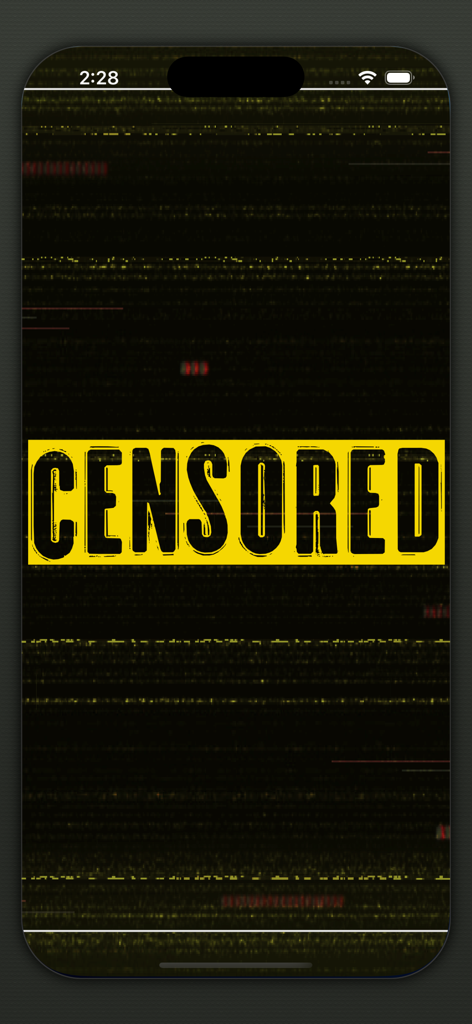 Censored TV app splash screen featuring a yellow banner with the word censored