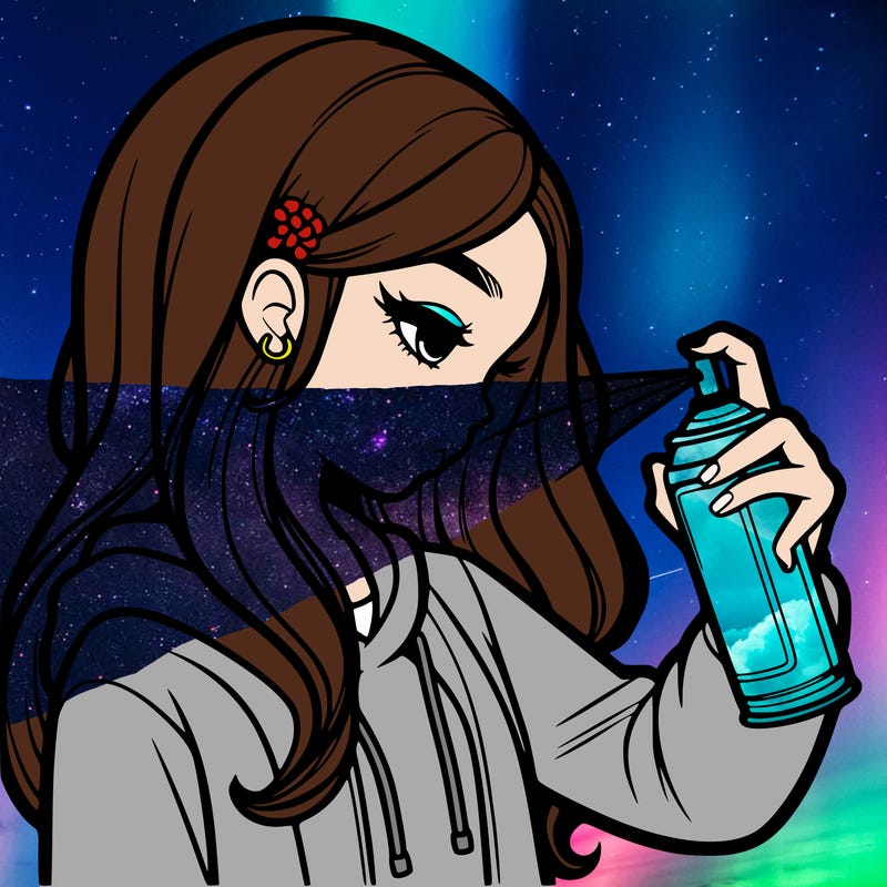 a realistic girl spray painting