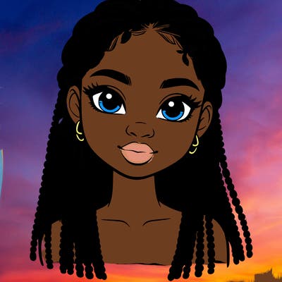 a realistic black girl with braids