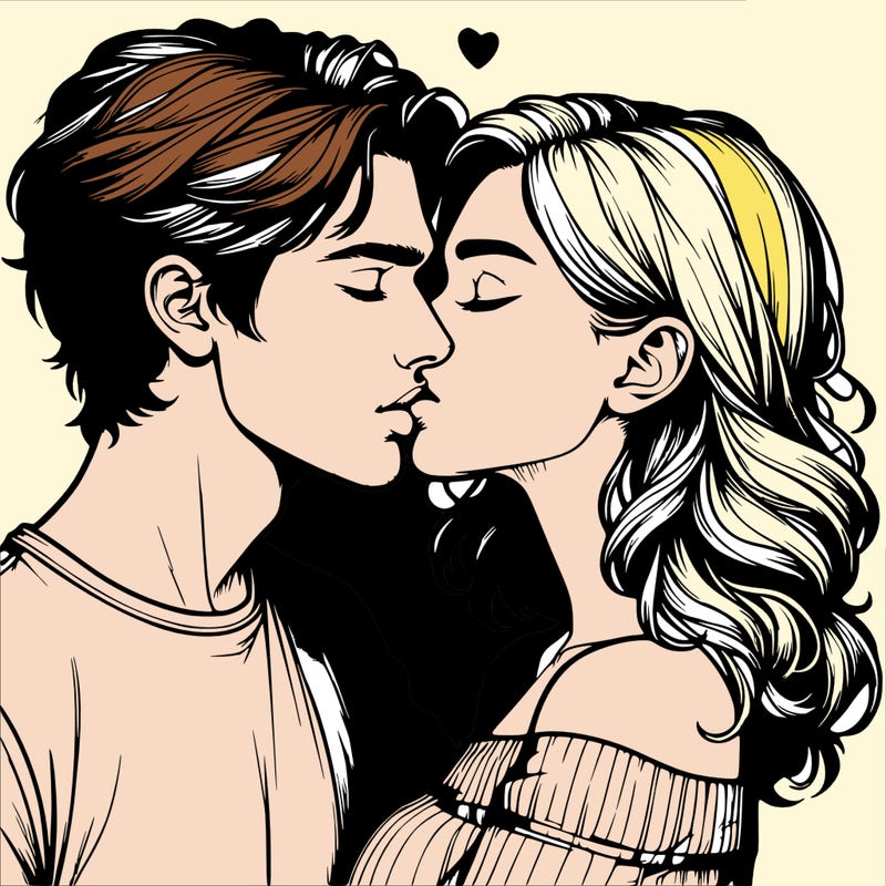 realistic couple kissing