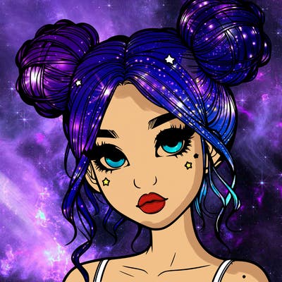 realistic girl with space buns