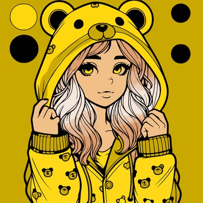 realistic girl in a animal pjs hoodie