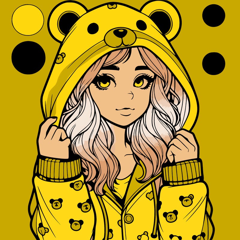 realistic girl in a animal pjs hoodie