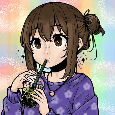 manga character drinking boba