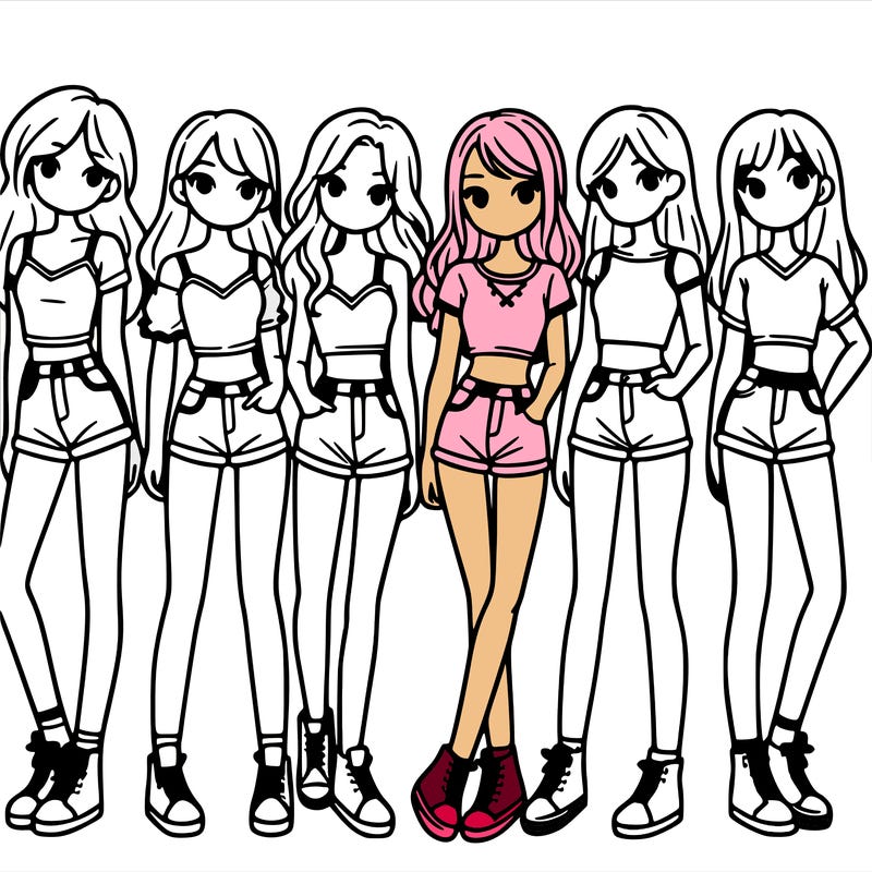 a group of girls wearing crop tops and shorts