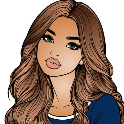 realistic girl with hair on her hair and lips