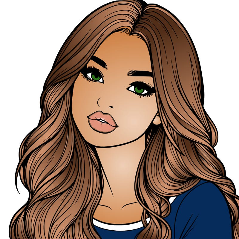 realistic girl with hair on her hair and lips