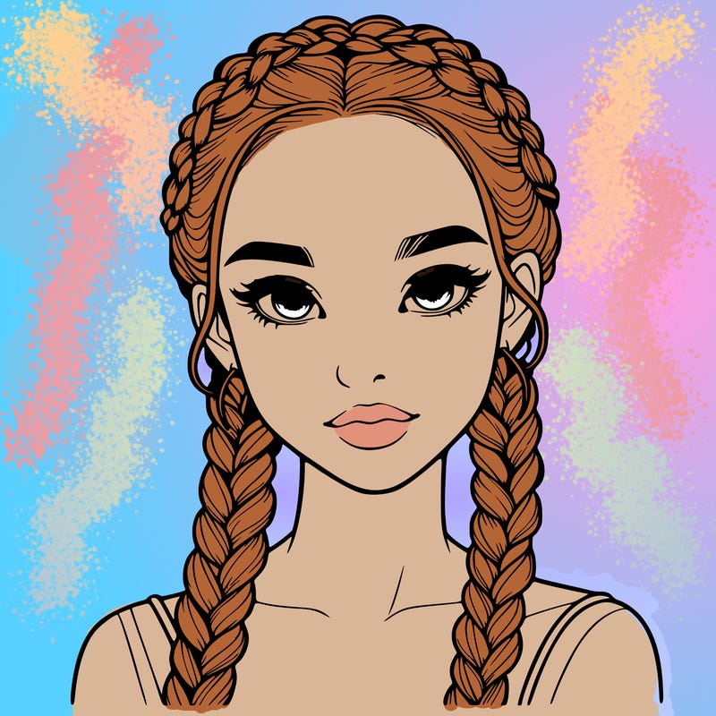 realistic girl with braids